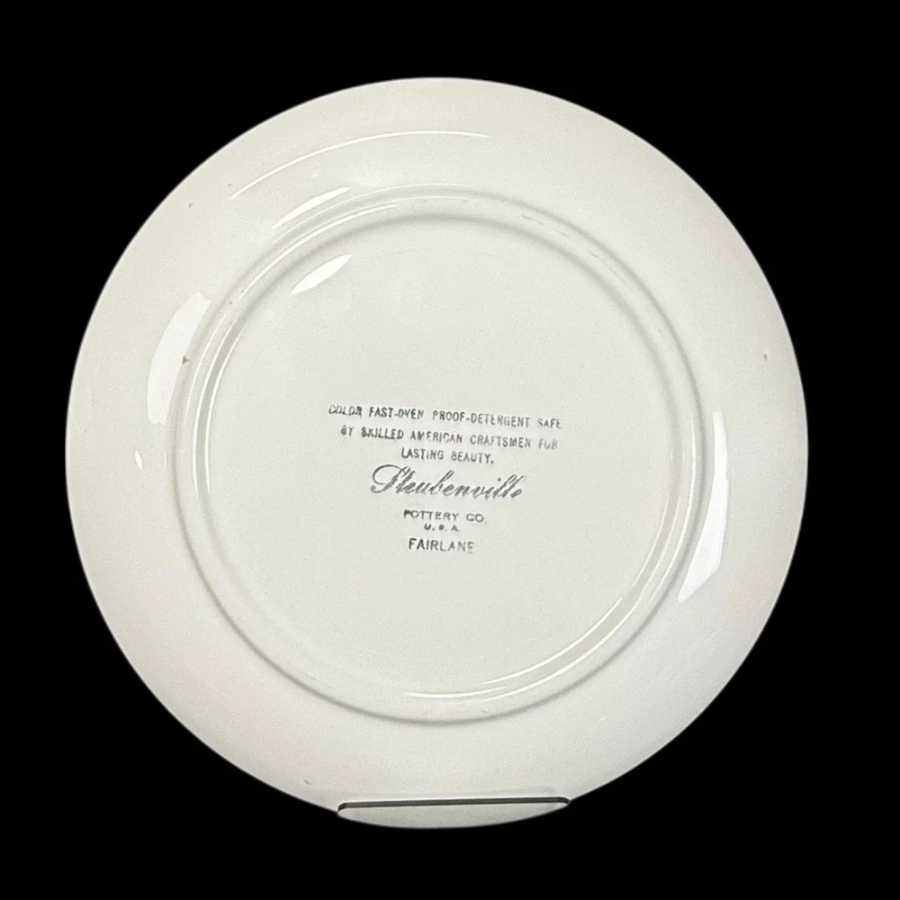 Steubenville‎ Pottery Fairlane Dinner Plates Pink Blue Flower USA Set Of 3